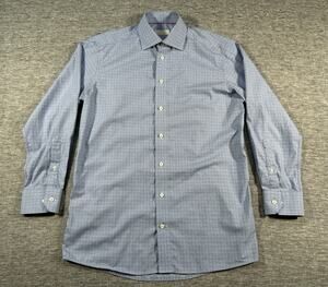Eton Contemporary Dress Shirt Mens 15 1/2 39 Blue Plaid Long Sleeve Button-Up